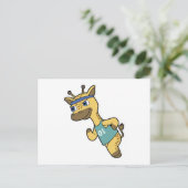 Giraffe als jogger met hoofdband tijdens hardlopen briefkaart (Staand voorkant)
