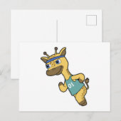Giraffe als jogger met hoofdband tijdens hardlopen briefkaart (Voorkant / Achterkant)