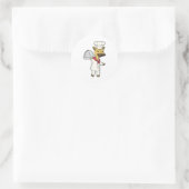 Giraffe als Kaas met Koken schort & Spuiters Ronde Sticker (Tas)