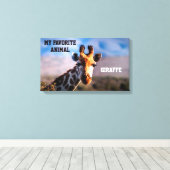 Giraffe als mijn favoriete diersoort canvas afdruk (Insitu (Houten vloer))