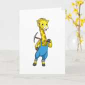 Giraffe als Miner met Pickaxe Kaart (Gele Bloem)