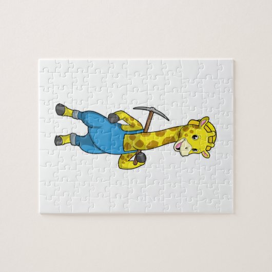 Giraffe als Miner met Pickaxe Legpuzzel (Horizontaal)