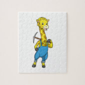 Giraffe als Miner met Pickaxe Legpuzzel (Verticaal)
