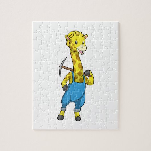 Giraffe als Miner met Pickaxe Legpuzzel (Verticaal)