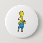 Giraffe als Miner met Pickaxe Ronde Button 7,6 Cm (Voorkant)