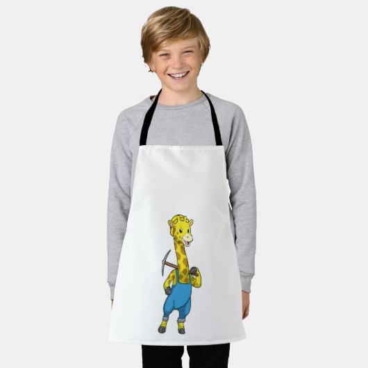 Giraffe als Miner met Pickaxe Schort (Gedragen)