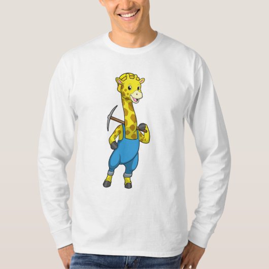 Giraffe als Miner met Pickaxe T-shirt (Voorkant)
