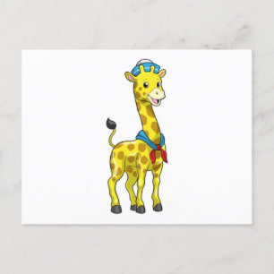 Giraffe als Sailor met Sailor pet Briefkaart