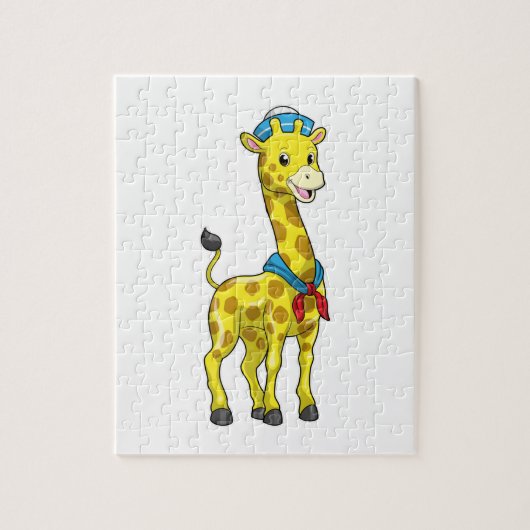 Giraffe als Sailor met Sailor pet Legpuzzel (Verticaal)