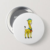 Giraffe als Sailor met Sailor pet Ronde Button 7,6 Cm (Voorkant /achterkant)