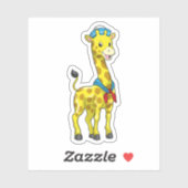 Giraffe als Sailor met Sailor pet Sticker (Vel)