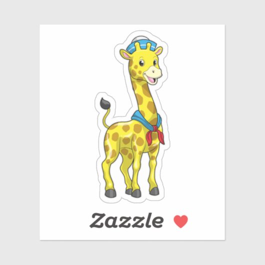 Giraffe als Sailor met Sailor pet Sticker (Vel)