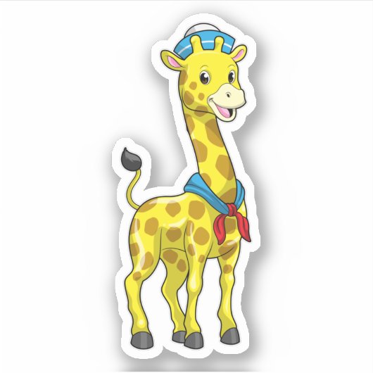 Giraffe als Sailor met Sailor pet Sticker (Voorkant)