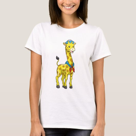Giraffe als Sailor met Sailor pet T-shirt (Voorkant)