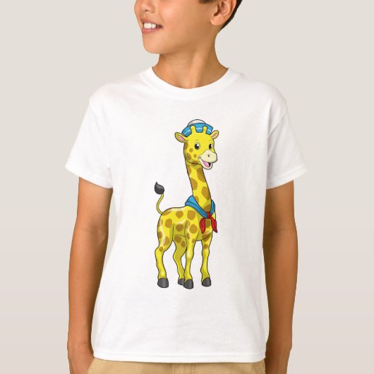 Giraffe als Sailor met Sailor pet T-shirt (Voorkant)