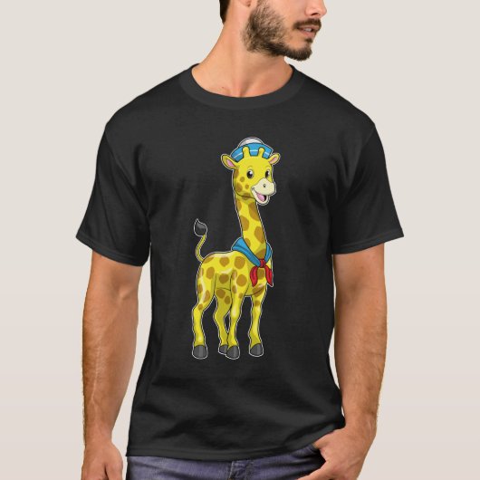 Giraffe als Sailor met Sailor pet T-shirt (Voorkant)