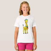 Giraffe als Sailor met Sailor pet T-shirt (Voorkant volledig)