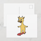 Giraffe als schaatser met skateboard briefkaart (Voorkant / Achterkant)