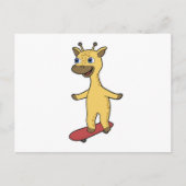 Giraffe als schaatser met skateboard briefkaart (Voorkant)