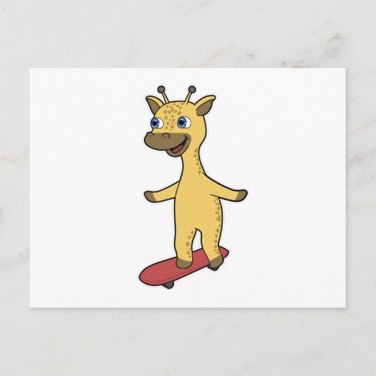 Giraffe als schaatser met skateboard briefkaart (Voorkant)