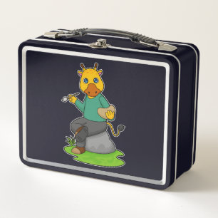 Giraffe als Schilder met de borstel van de Verf