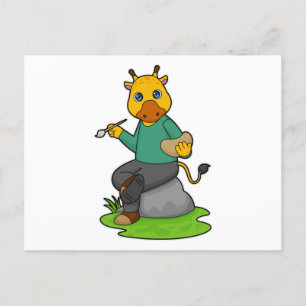 Giraffe als Schilder met de borstel van de Verf Briefkaart
