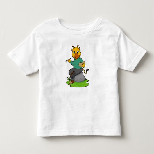 Giraffe als Schilder met de borstel van de Verf Kinder Shirts (Voorkant)