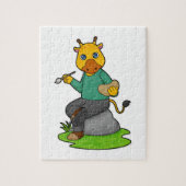 Giraffe als Schilder met de borstel van de Verf Legpuzzel (Verticaal)