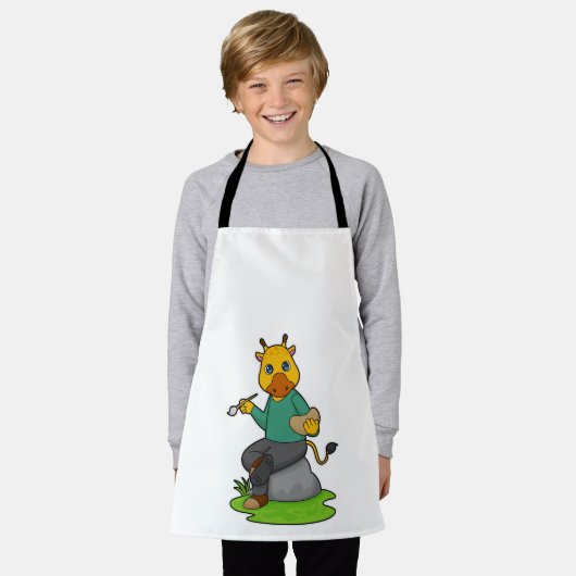 Giraffe als Schilder met de borstel van de Verf Schort (Gedragen)