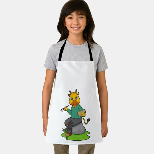 Giraffe als Schilder met de borstel van de Verf Schort (Insitu)