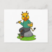 Giraffe als schilder met verfkwast briefkaart (Voorkant)