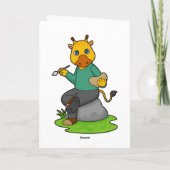 Giraffe als Schilder met verfkwast Kaart (Achterkant)