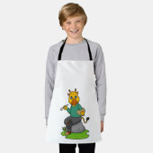 Giraffe als schilder met verfkwast schort (Gedragen)