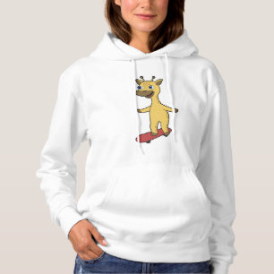 Giraffe als Skater met Skateboard Hoodie