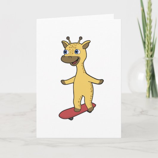 Giraffe als Skater met Skateboard Kaart (Voorkant)