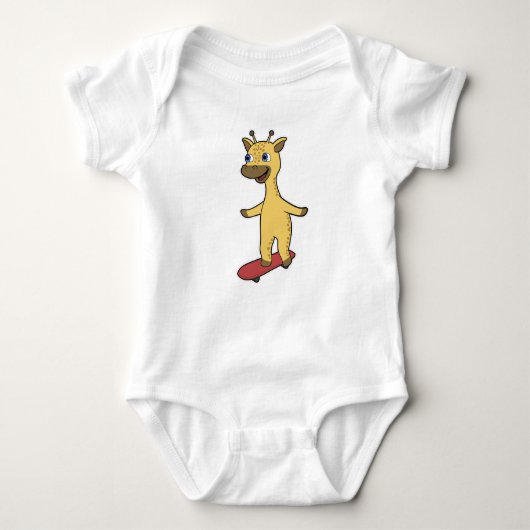 Giraffe als Skater met Skateboard Romper (Voorkant)