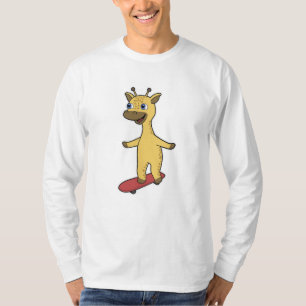 Giraffe als Skater met Skateboard T-shirt