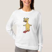 Giraffe als Skater met Skateboard T-shirt (Voorkant)