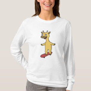 Giraffe als Skater met Skateboard T-shirt