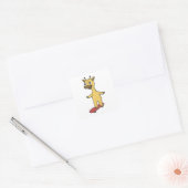 Giraffe als Skater met Skateboard Vierkante Sticker (Envelop)