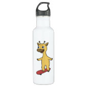 Giraffe als Skater met Skateboard Waterfles (Voorkant)