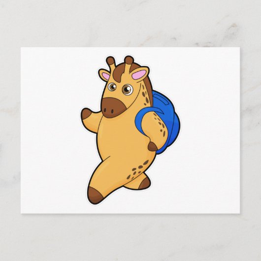 Giraffe als student met rugzak briefkaart (Voorkant)