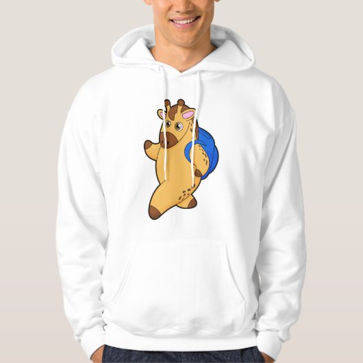 Giraffe als student met rugzak hoodie (Voorkant)