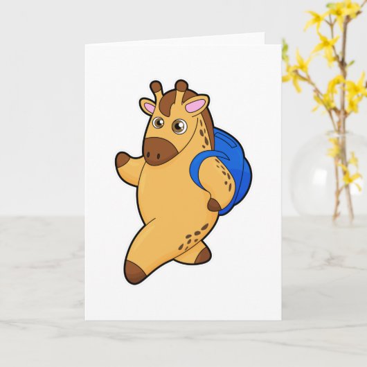 Giraffe als student met rugzak kaart (Gele Bloem)