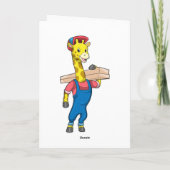 Giraffe als timmerman met hout kaart (Achterkant)