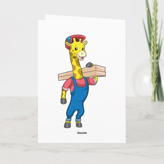 Giraffe als timmerman met hout kaart (Achterkant)