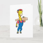 Giraffe als timmerman met hout kaart (Voorkant)