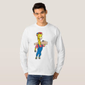 Giraffe als timmerman met hout t-shirt (Voorkant volledig)