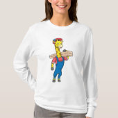 Giraffe als timmerman met hout t-shirt (Voorkant)