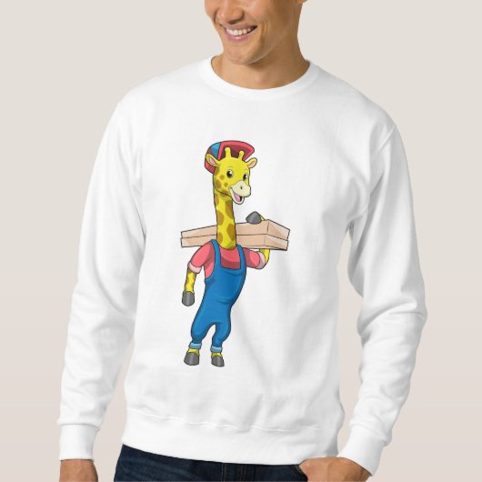 Giraffe als timmerman met hout trui (Voorkant)